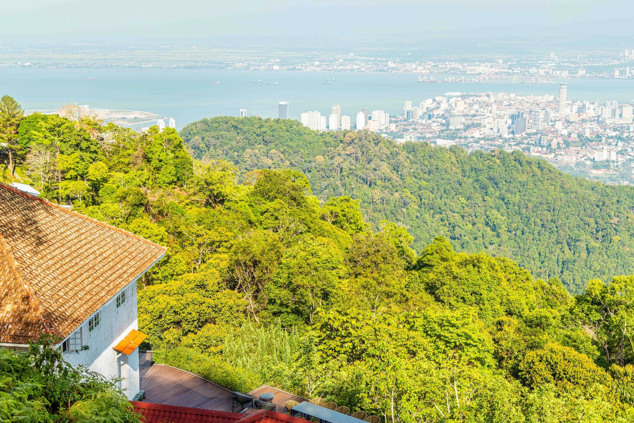 Panoramic city and landscape view